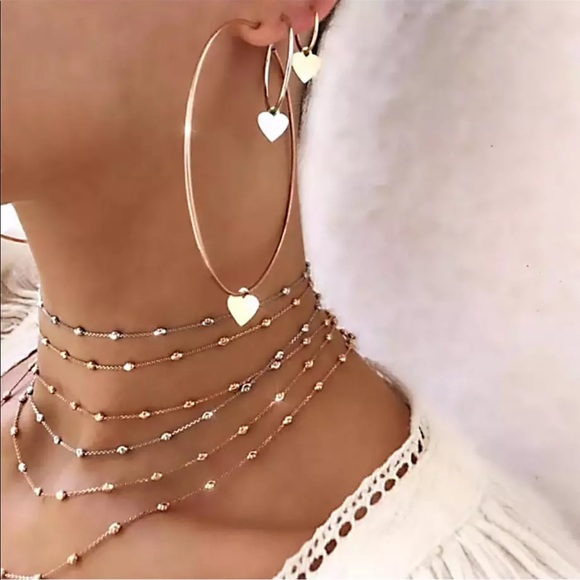 Jewelry - 3Pcs/Set Women Girl Love Heart Hoop Earrings